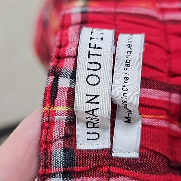 Urban Outfitters Cece High Waisted Red Plaid Pants Pockets Holiday Christmas - Picture 3 of 6